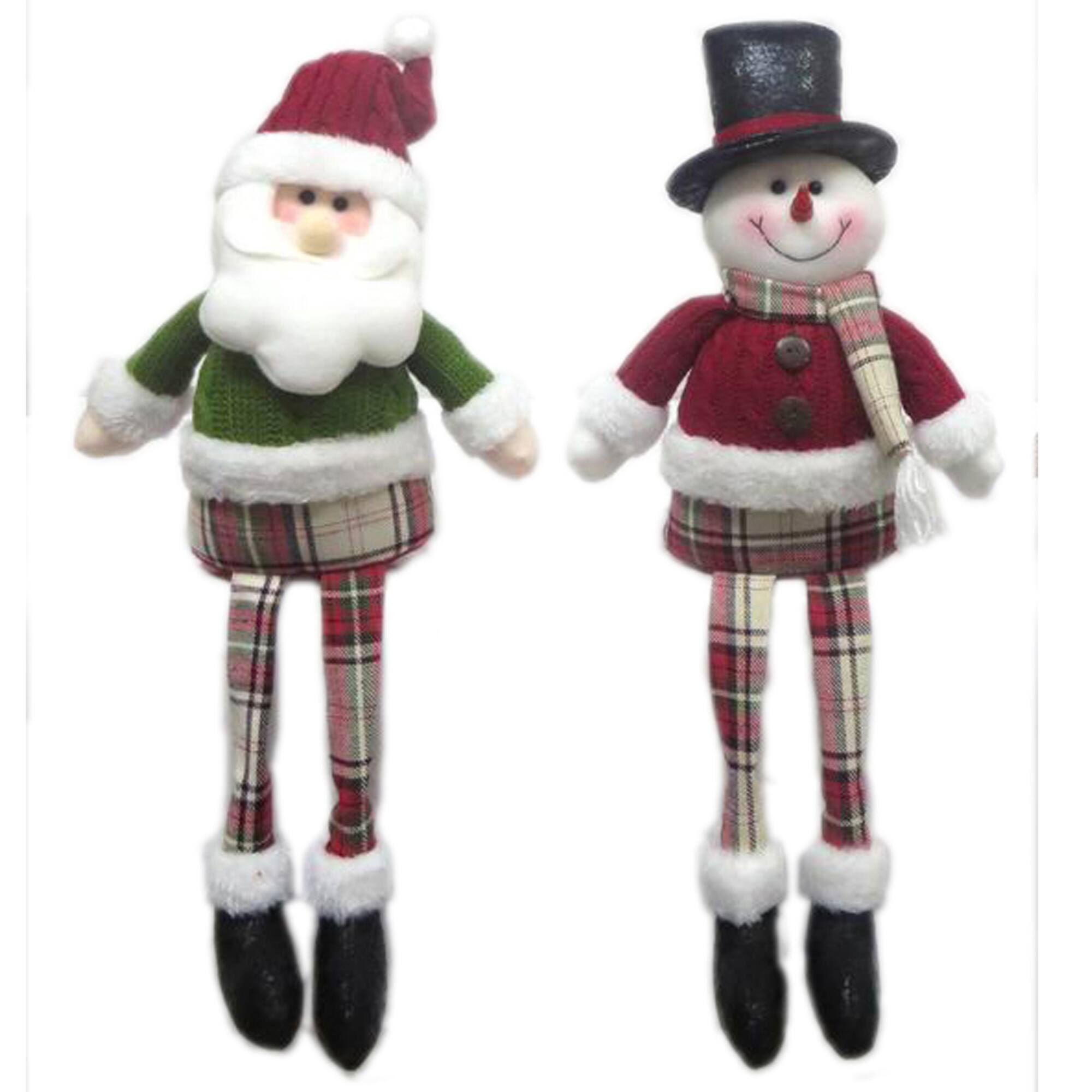 17" Santa's Workshop Sitting Plaid Guys Figurine Set